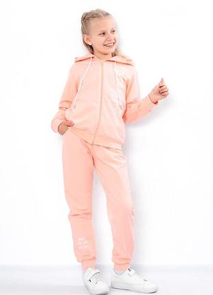 Спортивный костюм сиреневый, персиковый, розовый для девочки с худи на молнии, на...