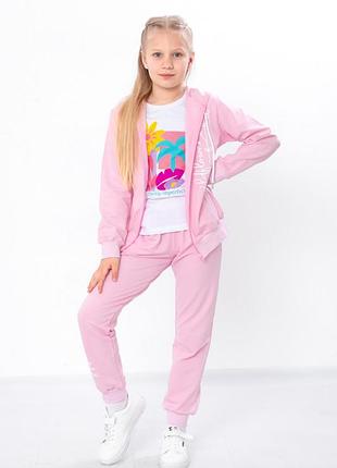 Спортивный костюм сиреневый, персиковый, розовый для девочки с худи на молнии, на...