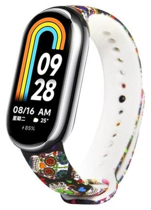 Ремешок силиконовый с рисунком sculls mexican mrk для фитнес браслета xiaomi mi band 8 mexican sculls1 фото