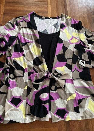 Новый трикотажный кардиган блуза пиджак с имитацией майки премиум бренд frank walder 48 ( 54-56) нимечья 🇩🇪3 фото