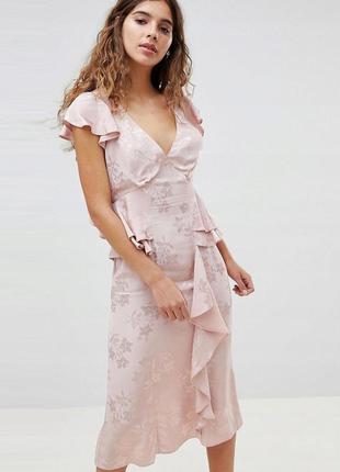Розпродаж сукня asos міді натуральна з відкритою спиною та  сяючими ділянками