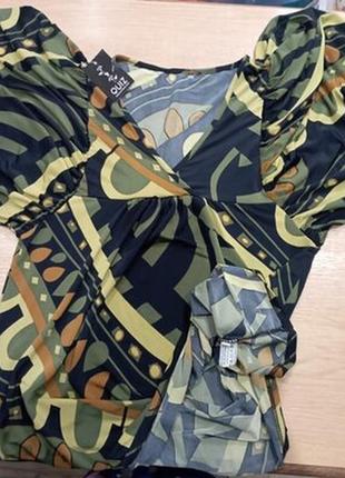 Яркая свободная блузка -туника с объемным рукавом 46-48 р u.k.6 фото