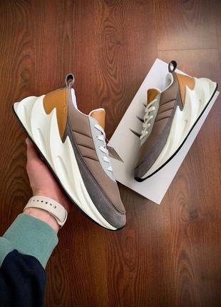 Кросівки чоловічі adidas shark white & gray & brown👟