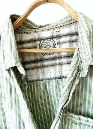 Рубашка длинная оверсайз mantaray зеленая в полоску лето l xl стиль америка3 фото
