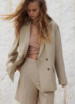 Льняной оверсайз пиджака zara