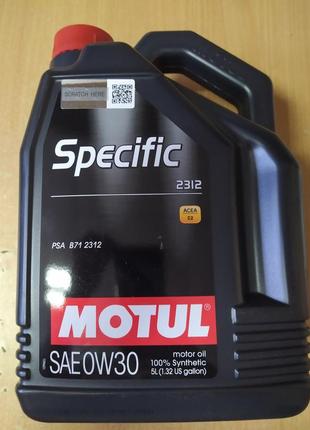 Синтетическое моторное масло motul specific 2312 sae 0w30 5л. "motul" 867551 - производства франции