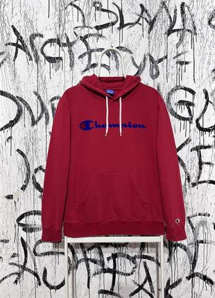 Champion худи, оригинал, обычная кофта, спортивное, крупное лого, кофта, с карманом, кэжуал, найк, красное, hugo boss