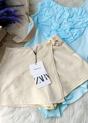 Бежевая юбка-шорты от zara для девочки 6 лет (116 см)7 фото