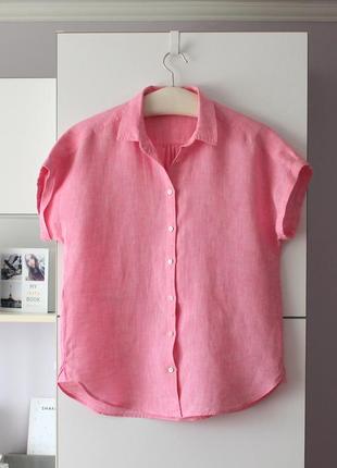 Розовая льняная рубашка от massimo dutti