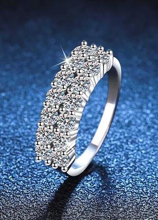 Шикарна каблучка з муасанітамим, "доріжка" муассанит 3 мм