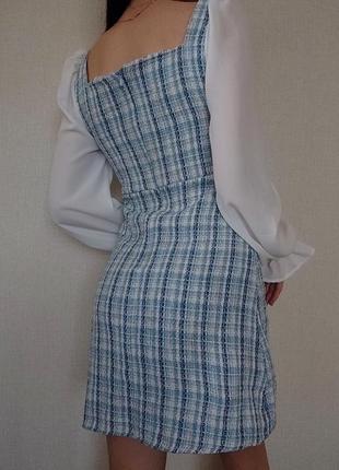 Твідова сукня в стилі шанель сукня твідова з гудзиками сукня shein твідова сукня з пуговками в стилі chanel твідовий сарафан6 фото