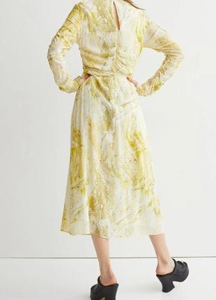 Жовте плаття міді віскоза h&m спідниця на запах3 фото