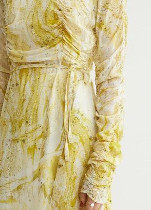 Жовте плаття міді віскоза h&m спідниця на запах2 фото