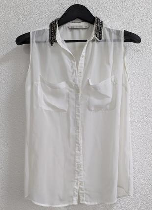 Zara белая шифоновая блузка, размер м