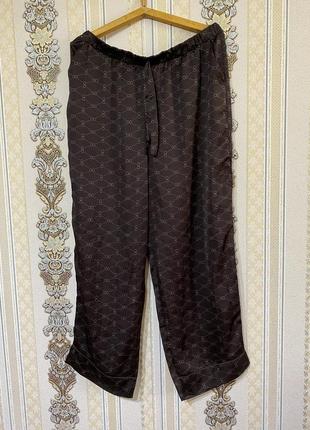 Легкі атласні штани, темно коричневі брюки для дому