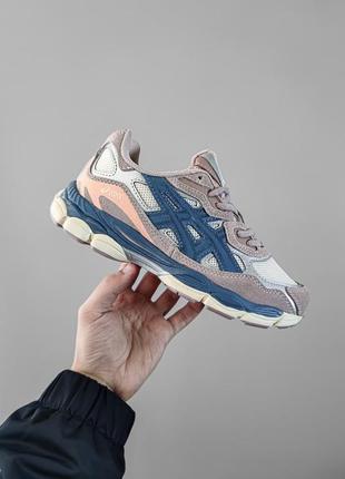 Жіночі кросівки рожеві з синім asics gel nyc pink/blue