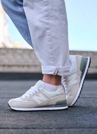 Жіночі кросівки new balance 574 light beige