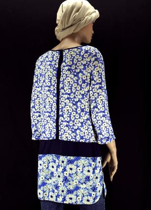 .брендовая голубая туника "next" с цветочным принтом "ромашка". размер uk16/eur44 (xl).3 фото