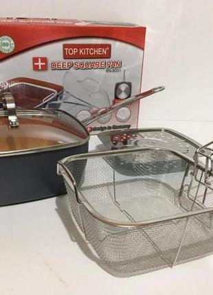 Сковорідка-фритюрниця квадратна з кришкою top kitchen bn-80017 фото