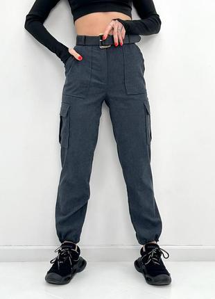 Женские вельветовые брюки карго штаны с карманами высокая посадка
