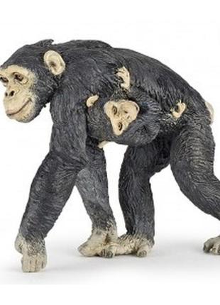 Фігурка papo шимпанзе з дитинчам, 7*3*6 см, "дикі тварини", 50194