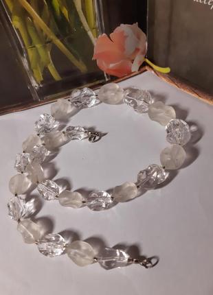 Ожерелье чокер люцит морозное и прозрачное,винтаж 70х, под хрусталь