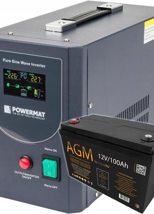 Ибп powermat 1500ва 1200вт чистая синусоида + аккумулятор agm 100ah (польша)