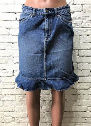 Стильная джинсовая юбка с оборкой
