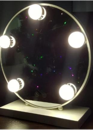 Дзеркало для макіяжу з led-підсвіткою led mirror 5 led jx-526 білий1 фото