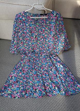 Платье большой размер в цветочный принт платье летнее