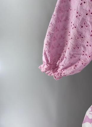 Нежно-розовый топ с объемными рукавами 🌸3 фото