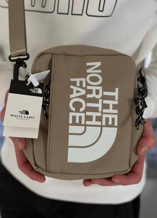 Мессенджер бежевый the north face сумка через плечо из ткани тнф, барсетка tnf повседневная средняя