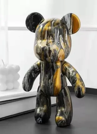 Ведмідь fluid bearbrick, 23 см, з жовтими коричневими синіми  фарбами