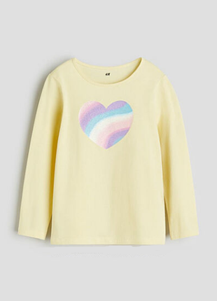 H&m реглан с сердцем для девочки желтый