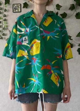 Серф поло футболка гавайка кольорова в принт бавовняна котонова сорочка