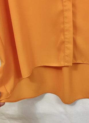Оранжевая блуза без рукавов с длинной спинкой4 фото