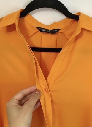 Оранжевая блуза без рукавов с длинной спинкой5 фото