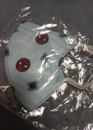 Детская защитная маска (респиратор) kn95 (ffp2) без клапана с рисунком человек паук3 фото