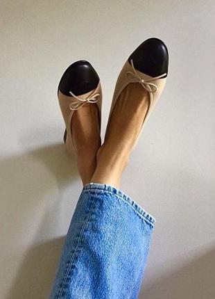 ▪️ballerinas mary jane chanel шанель жіночі туфлі балетки old money бежеві чорні шкіряні (еко шкіра)