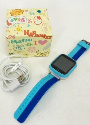 Детские умные часы с gps smart baby watch q750 blue, смарт часы-телефон с сенсорным экраном и играми