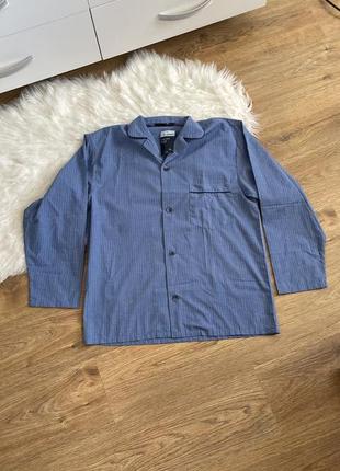 Чоловіча сорочка у клітинку для сну синя bhs розмір m