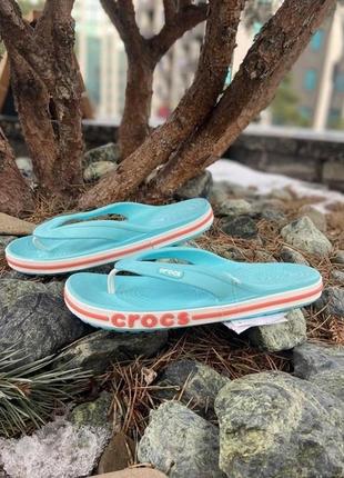 Женские crocs bayaband flip ice blue melon крокусы унисекс шлепанцы вьетнамки (р. 36-44)3 фото