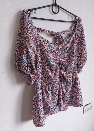 Фактурная блуза в цветочный принт2 фото