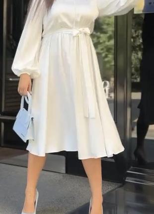 Біла молочна сукня шовк1 фото
