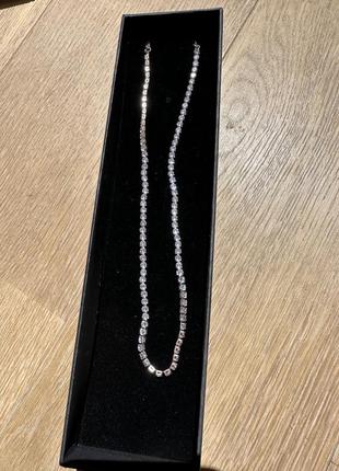 Серебряное ожерелье с камнями сваровского3 фото