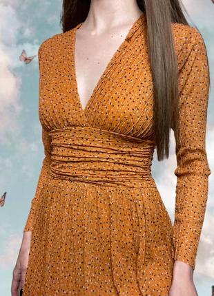 Новое оранжевое миди платье на низкий рост3 фото