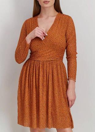 Новое оранжевое миди платье на низкий рост5 фото