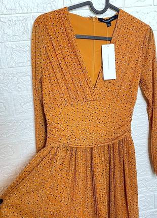 Новое оранжевое миди платье на низкий рост6 фото