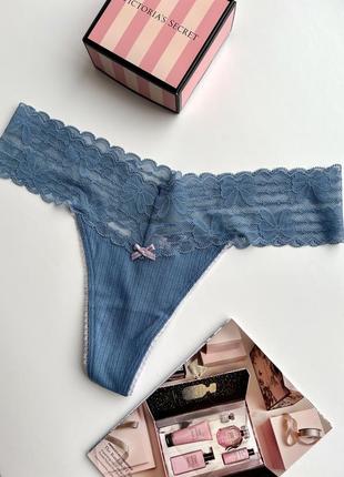 Котонові стрінги з мереживом victoria’s secret