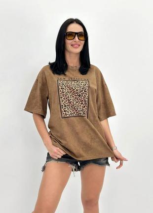 Женская футболка с анималистическим леопардовым принтом турция